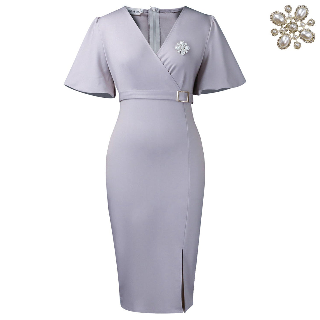 African Women Clothing Lantern Sleeve Summer V neck Hip Office Split Dress by Ragazza
