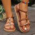 Ankle Strap Buckle Open Toe Platform Sandals Women Solid Color Metal Buckle Wedge Roman Shoes  DestGlow