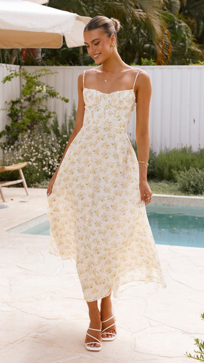 Women Clothing Floral Sexy Strap Backless Vacation Dress by Ragazza