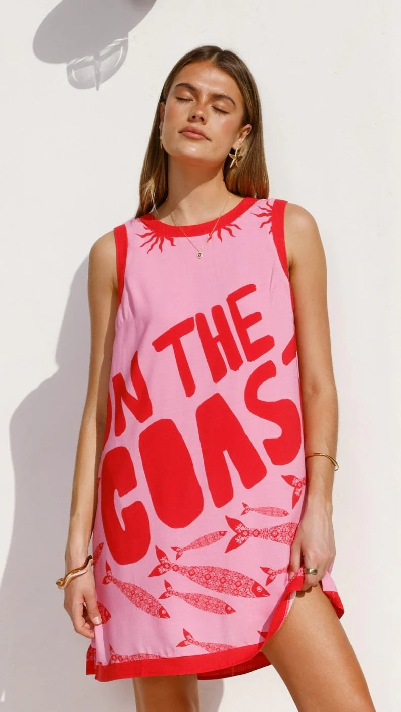 Dress Positioning Multicolor Printing Sleeveless Vest Dress by Ragazza