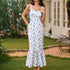 Printing Slip Dress Sexy Goddess Backless Waist Trimming Slimming Patchwork Maxi Dress  DestGlow