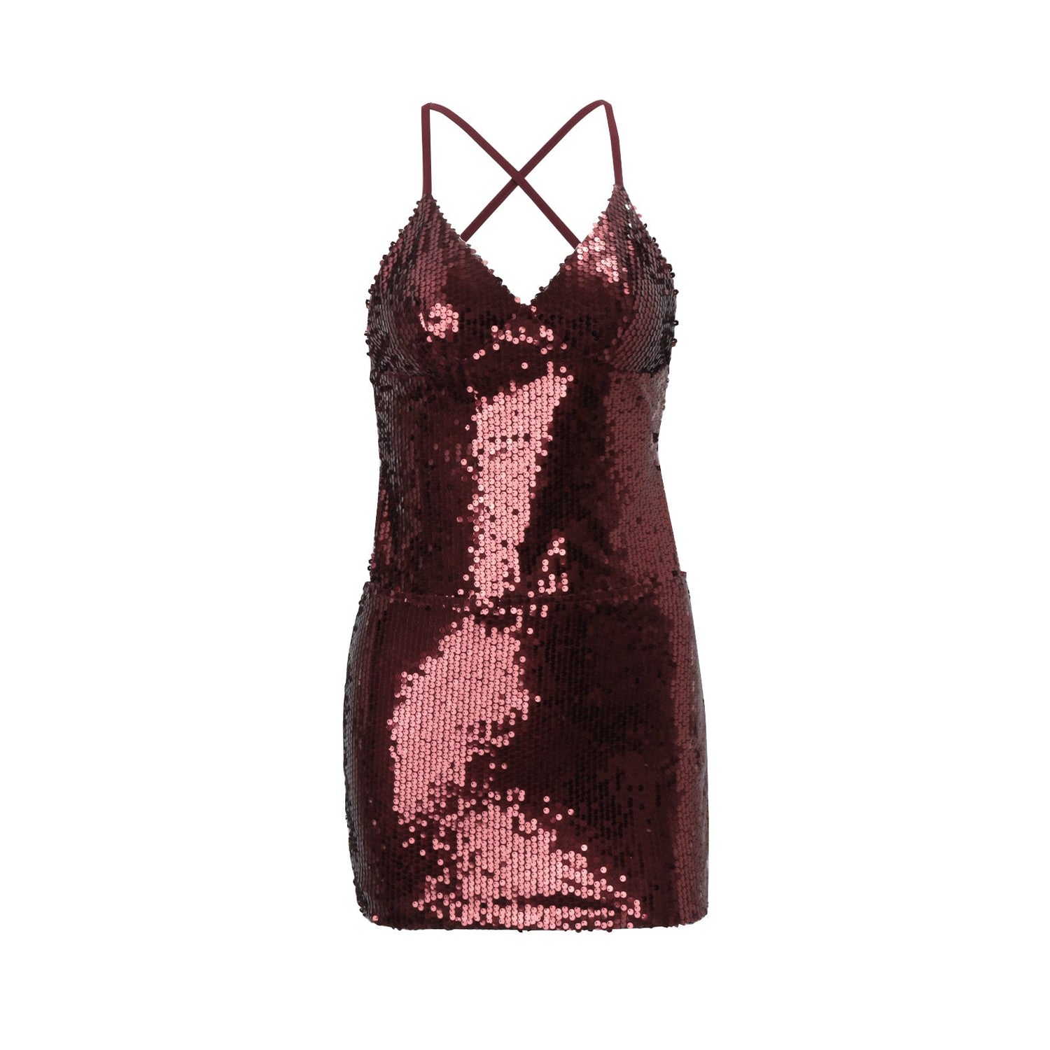 Women Clothing Sexy Bare Back Nightclub Sexy Sequined Lace up Sheath Short Dress by Ragazza