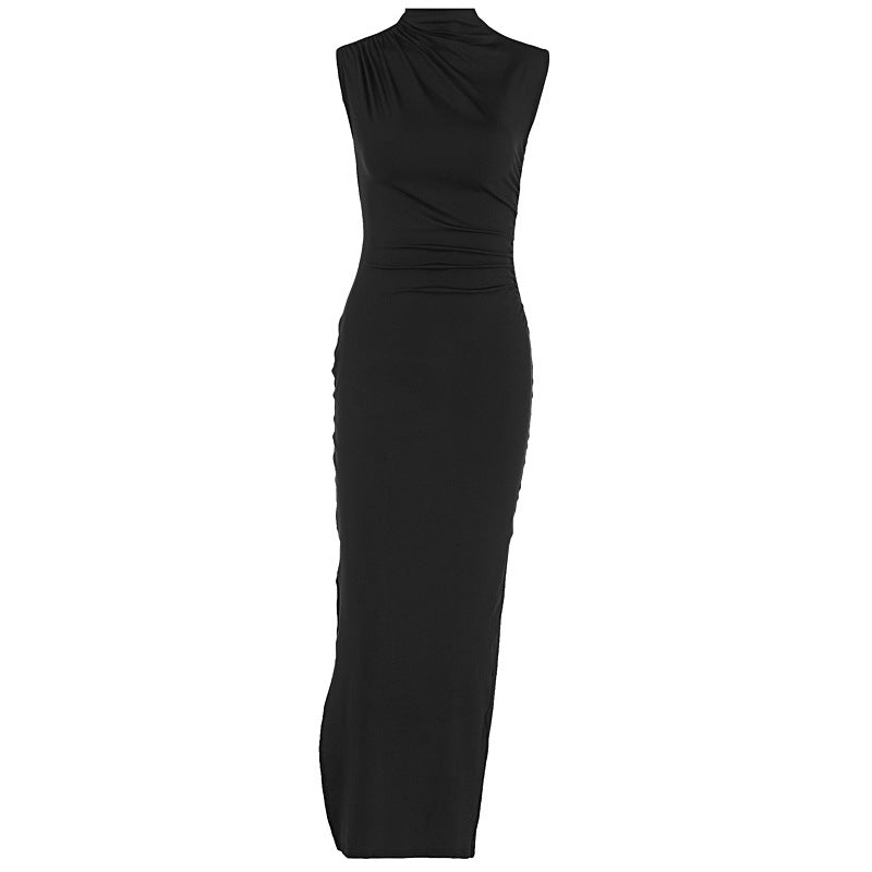 Summer Solid Color Split High Waist Slim Sexy Sleeveless Long Women Clothing Dress by Ragazza