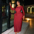 Arrival Lace up Slimming Pleated round Neck Dress Solid Color Tight Long Sleeve Tight Waist Hip Dress by Ragazza