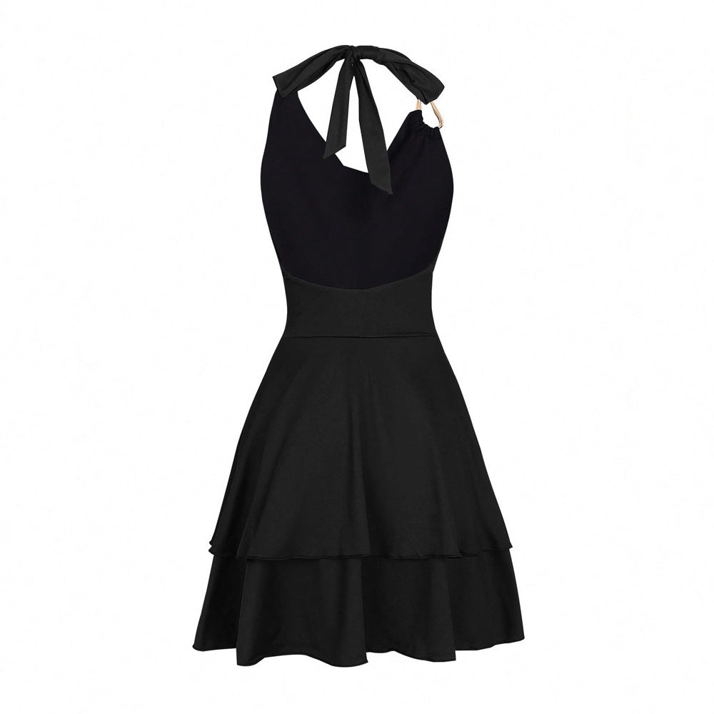 Halter Waist Controlled Pleated Sexy Dress Sexy Look Fairer Slimming Slim Women Clothing by Ragazza
