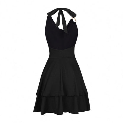 Halter Waist Controlled Pleated Sexy Dress Sexy Look Fairer Slimming Slim Women Clothing by Ragazza