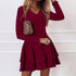 Women Clothing Casual Long Sleeve V neck Dress  DestGlow