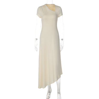 Slim Fit Maxi Dress Summer Sexy Solid Color Short Sleeve Dress Women  DestGlow