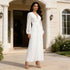 Spring Deep V Plunge neck Lantern Sleeve Maxi Dress Tight Waist Slimming Pleated Design Dress for Women by Ragazza