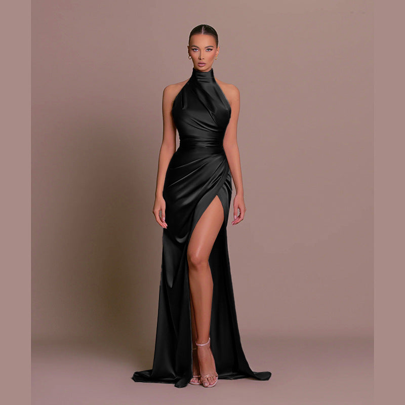 Halter Sleeveless Split Bottoming Dress Dress Autumn Stand Collar Dress by Ragazza
