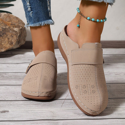 Hollow Out Cutout out Baotou Platform Slippers Women Summer Metal Buckle Wedge Casual Sandals  DestGlow