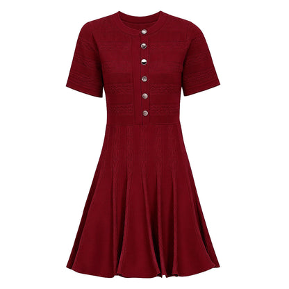 Summer Fashionable Knitted Heavy Industry Slim Fit Slimming Short Sleeve Dress for Women  DestGlow