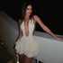 Sexy Deep V Plunge Hollow Out Cutout out Halter Strap Backless Tulle Tutu Dress  DestGlow
