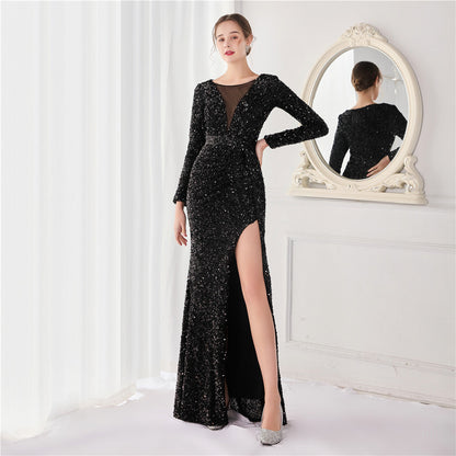 Cocktail Elegant Long Long Sleeve Sequined Atmosphere Fishtail Evening Dress by Ragazza