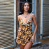 Spring Summer Women Clothing Sexy Vacation V Neck Printed Backless Slim Fit Halter Dress by Ragazza