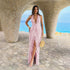 Women Summer Elegant Deep V Plunge Halter off the Shoulder Maxi Dress by Ragazza