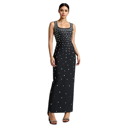 Women Wear Drilling U Collar Sleeveless Sheath Tight Dress by Ragazza