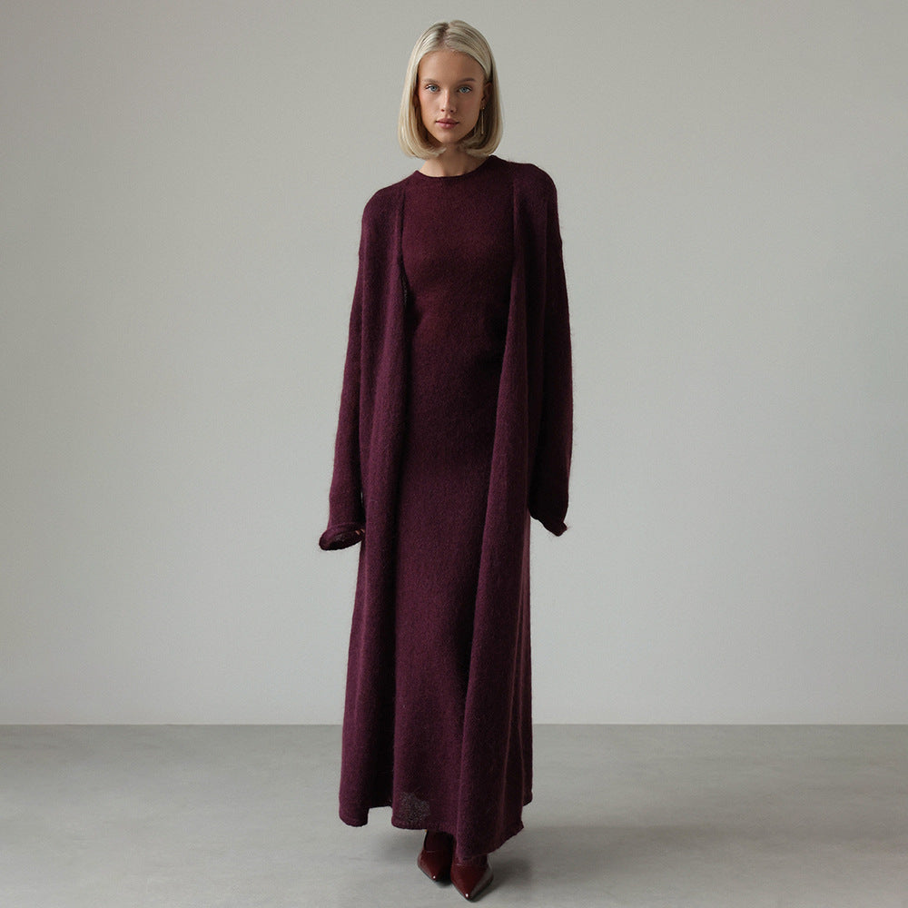 Women Autumn Knitted Cardigan Sleeveless Dress Two Piece Sets Women by Ragazza