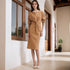Retro Crew Neck Long Sleeve Twist Design Slim Fitting Mid Length Knitted Dress by Ragazza