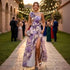 Summer Slim Fit Slimming Waist Slant Shoulder Floral Print Slit Maxi Dress by Ragazza