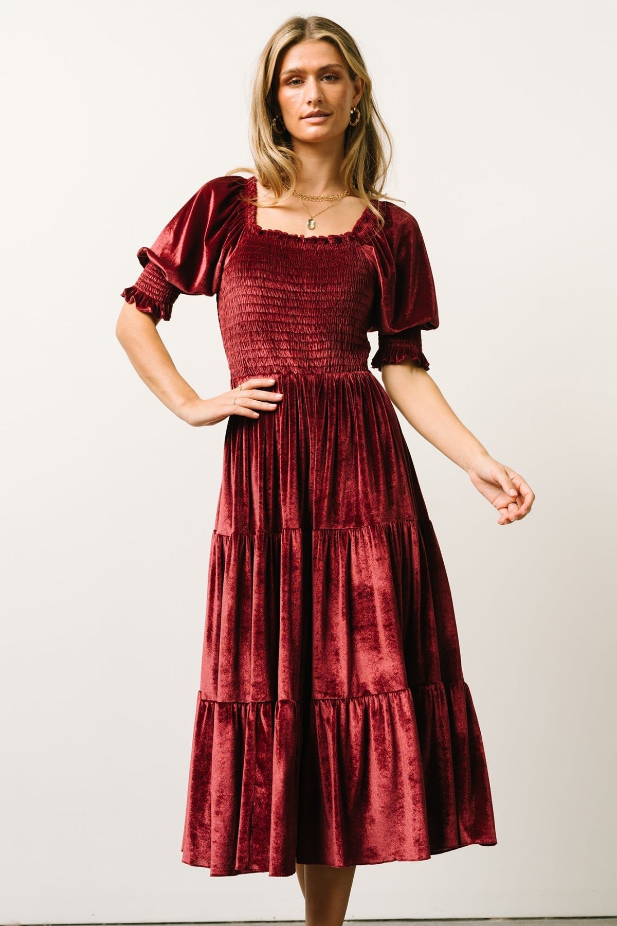 Spring Summer Gold Velvet Square Collar Ruffles High Waist Tight Office Dress by Ragazza