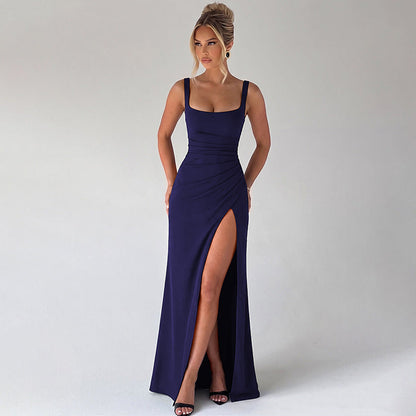 Women Evening Dress Maxi Dress Summer Sexy Strap Backless High Slit Dress  DestGlow