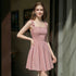 Slimming Flounce Square Collar Summer Dress French Sweet Spicy Pink Bow Bandage Sexy Sling Dress  DestGlow