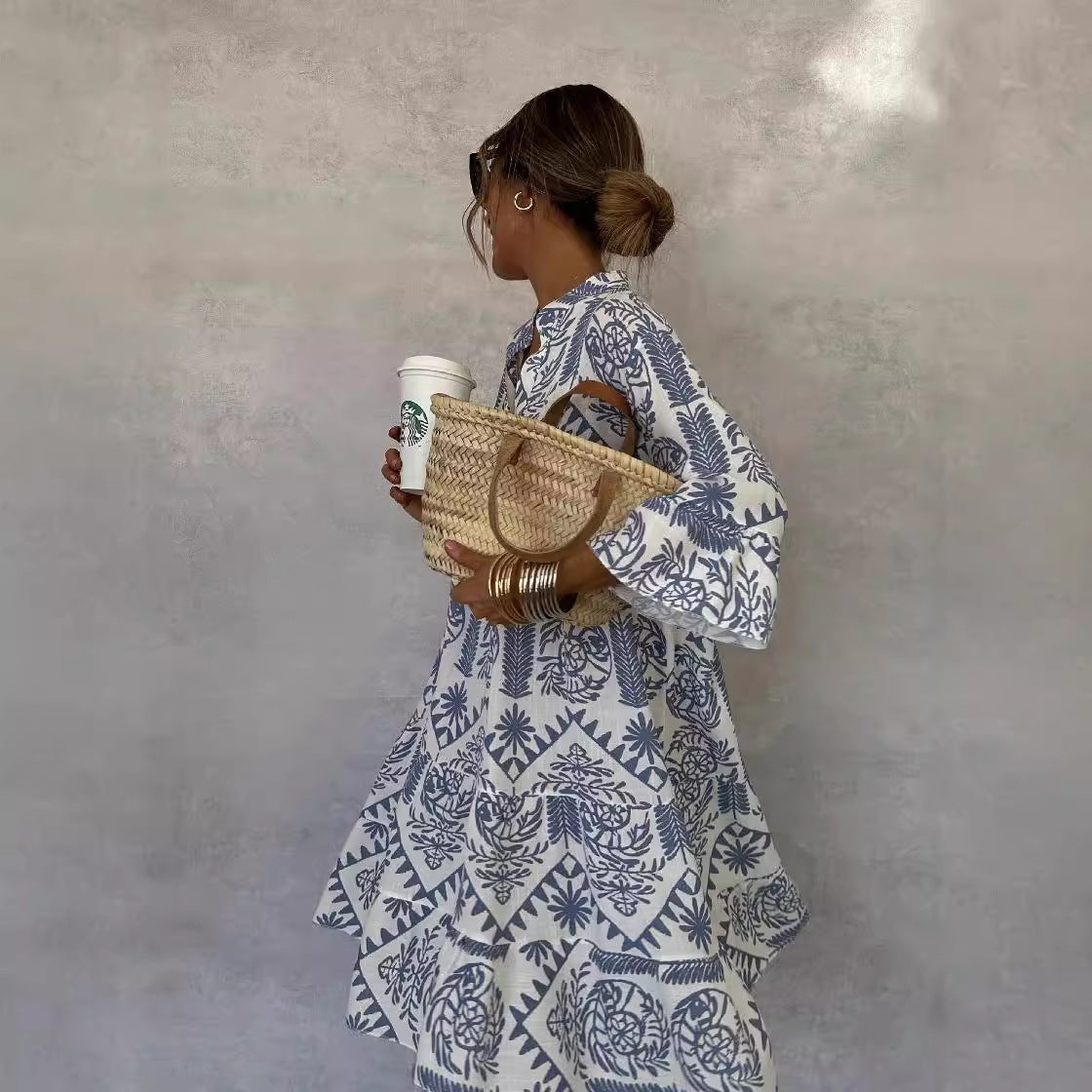Dress Casual Printed 3/4 Sleeves Shirt Dress for Women by Ragazza