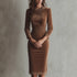 Women Clothing Slim Fit Autumn Winter Pleuche Dress Waist Controlled Long Sleeves Lace Dress by Ragazza