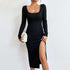European French Dress Autumn Winter Elegant Elegant Square Collar Midi Dress Women by Ragazza