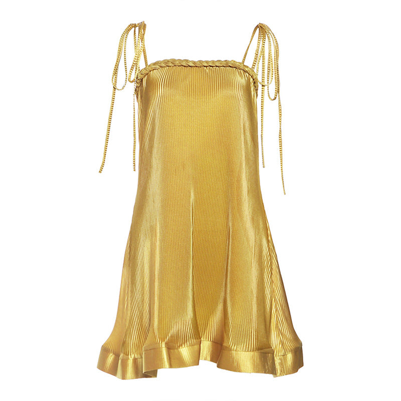 Summer Women Clothing Sexy Solid Color Glossy Sling Dress Women by Ragazza