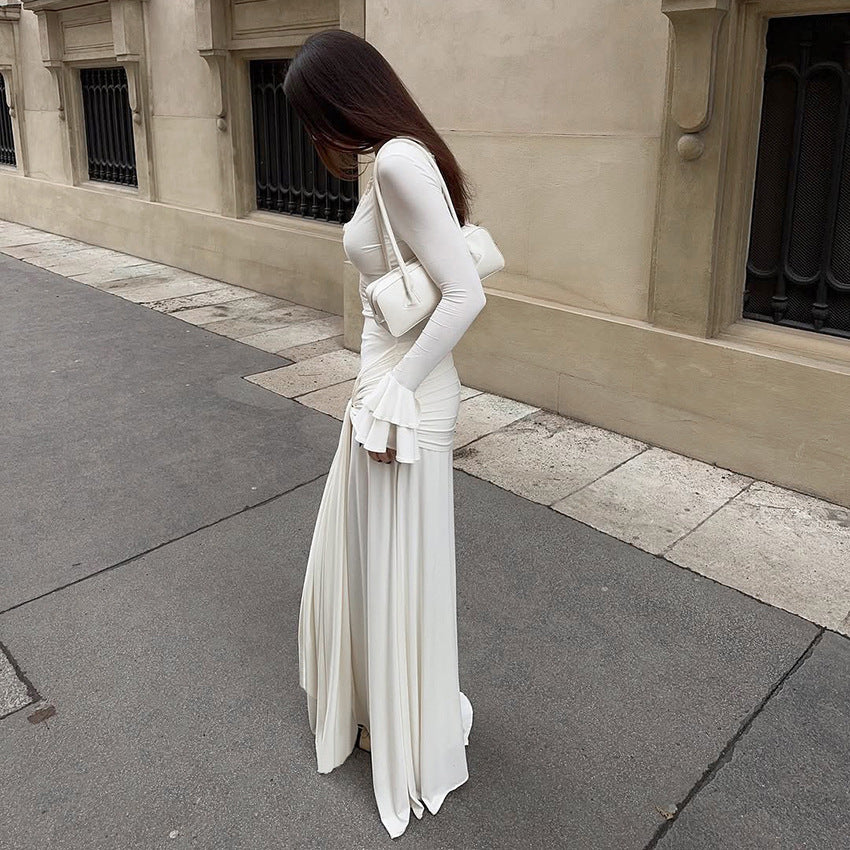 Spring Women Elegant Dress Elegant Design Sexy Lace Stitching Slim Fit Maxi Dress by Ragazza