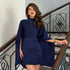 Niche Irregular Asymmetric Turtleneck Long Sleeve Waist Trimming Short Dress Women Spring Summer by Ragazza