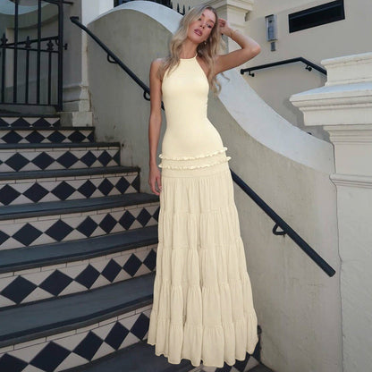 Women Clothing Summer Sexy Backless Halter Pleated Dress Women by Ragazza