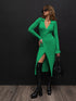Split Strap Thread Knitted Dress Mid Length Autumn Winter Polo Collar Long Sleeve Sexy Tight Dress by Ragazza