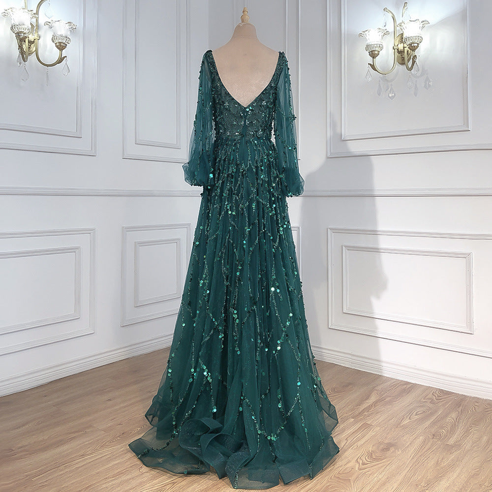 Gold Heavy Industry Beads Luxury Evening Dress Sexy Socialite Aura Queen Maxi Dress by Ragazza