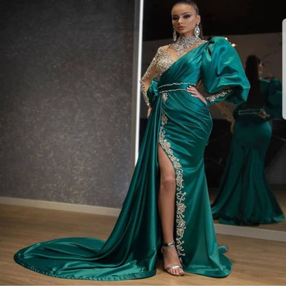 Cocktail Fishtail Gold Dress Host Stage Performance Model Small Trailing Slim Fit Elegant Evening Dress  DestGlow