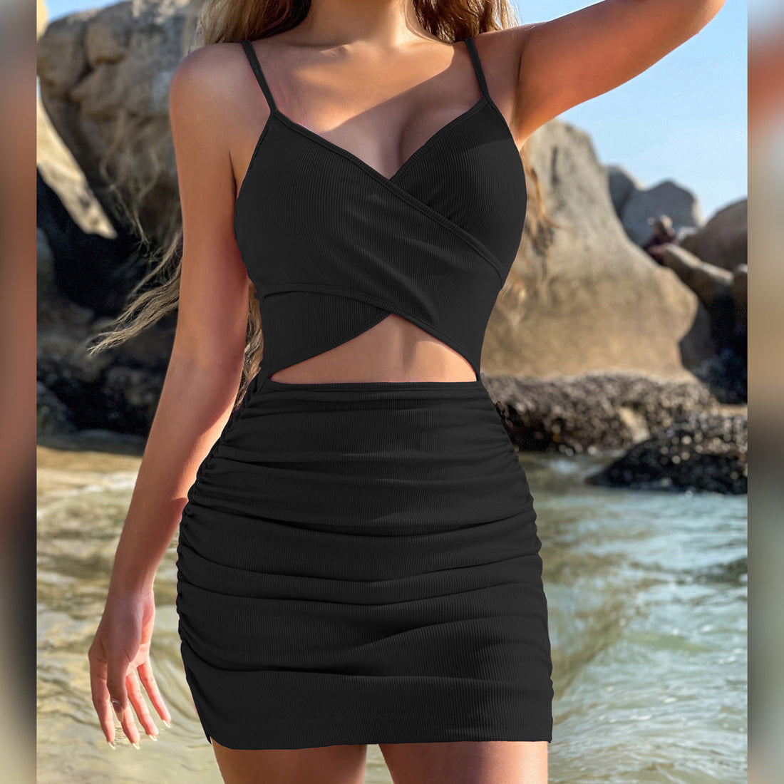 Women Clothing Cross Hollow Out Cutout out Camisole Dress by Ragazza