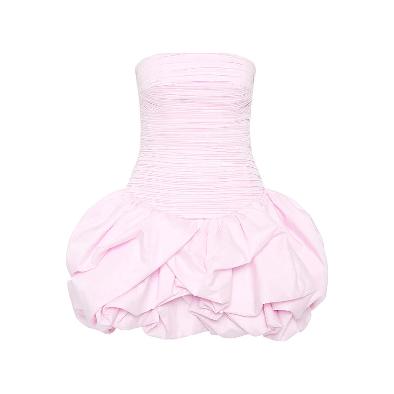 Personalized Socialite Dress Spring Tube Top High Waist Pleated Design Pettiskirt Dress Women by Ragazza