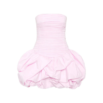 Personalized Socialite Dress Spring Tube Top High Waist Pleated Design Pettiskirt Dress Women by Ragazza