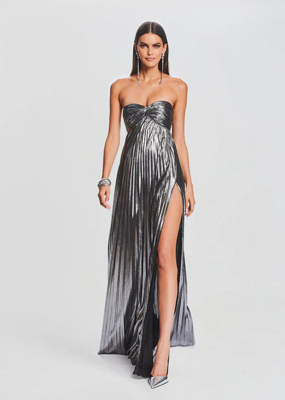Summer Chest Wrapped Dress Stylish Texture Sexy Slit Women Evening Dresses by Ragazza