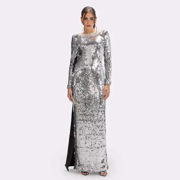 Autumn Winter Silver Gray Sequ Women Supply All Matching Slim Fitting Simple by Ragazza
