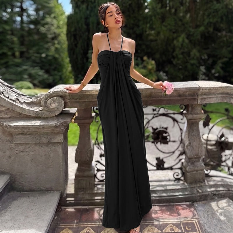 Sexy Tube Top Dress Women Summer Vacation Solid Color Tied Maxi Dress  DestGlow