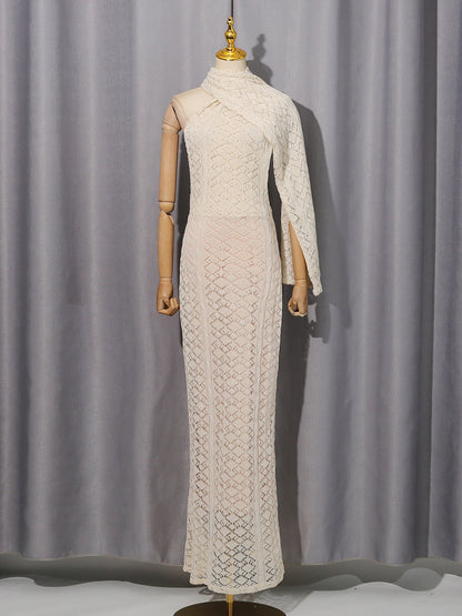 Shawl Lace Sleeveless Dress Autumn Winter High Grade Waist Slimming Dress Women by Ragazza