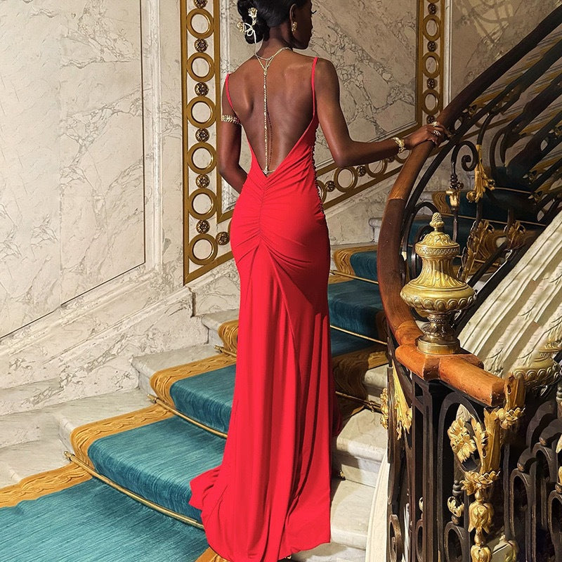 Women Clothing Camisole off Neck Sexy Backless Slim Fit Maxi Dress by Ragazza