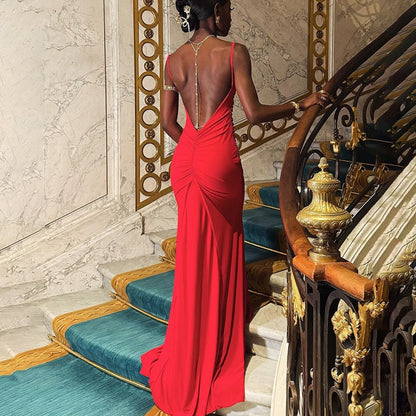 Women Clothing Camisole off Neck Sexy Backless Slim Fit Maxi Dress by Ragazza