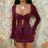 Autumn Winter Pockets Metal Ring Long Sleeve Narrow Dress by Ragazza