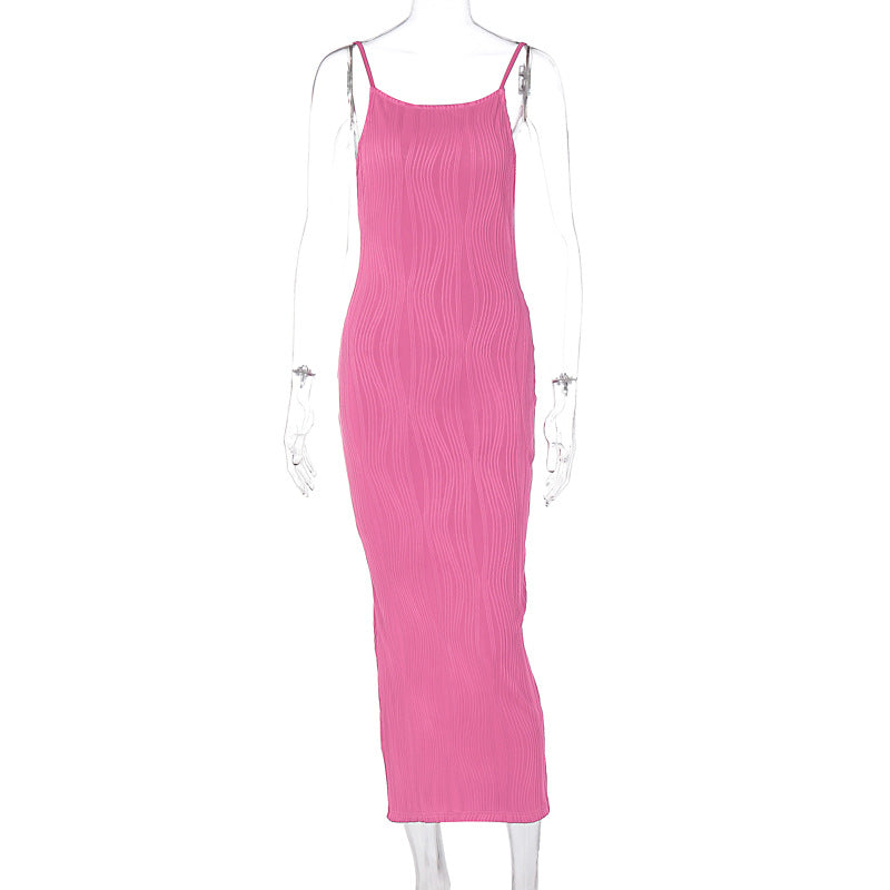 Summer Three Dimensional Line Sexy Sling Slim Fit Dress Women Clothing by Ragazza