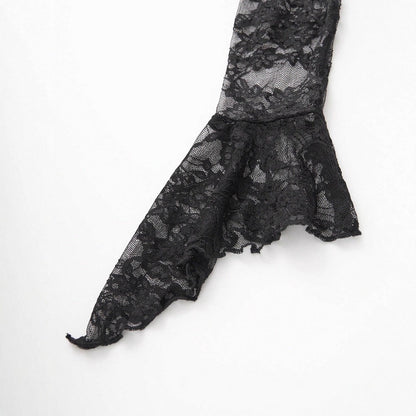 Gothic Vintage Lace Stitching Women Dress Gothic Bandage Ladies Long Sleeve Velvet Dress by Ragazza