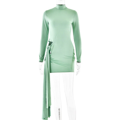 Spring Arrival Dress Sexy Round Neck Long Sleeve Slim Fit Hip Wrapped Short Dress Women by Ragazza